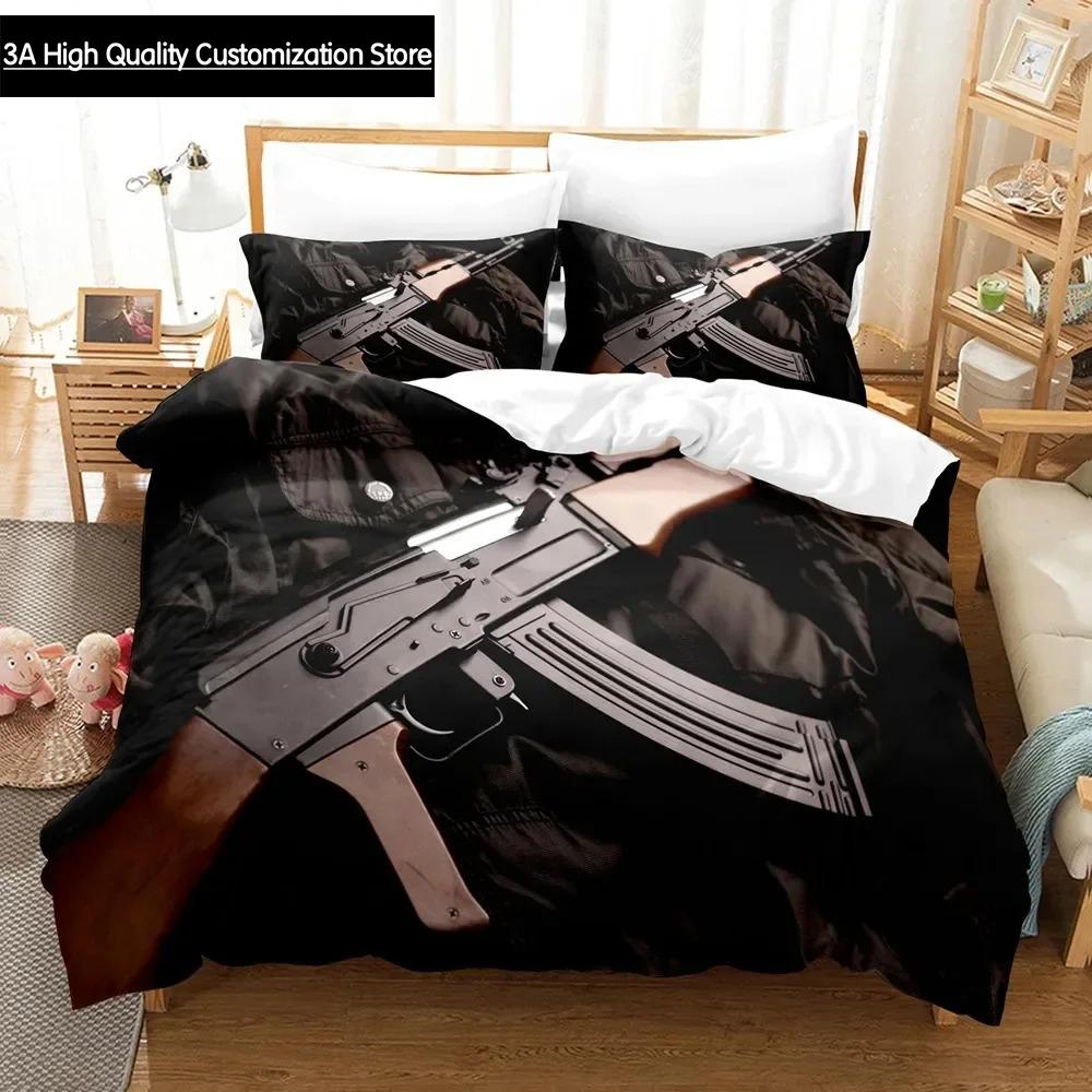 Игровой комплект постельного белья AK 47 Односпальный Полуторный Двуспальный Евро Евро-макси Размер PUBG Комплект постельного белья с пулями Для взрослых Мальчиков Спальня Пододеяльники Комплекты 3D Печать 025