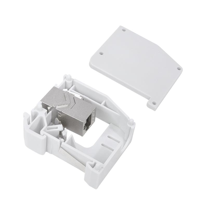 Keystone adapter for DIN rail Cat.6A, 2x RJ45 B/B connector Cat.5e, shielded