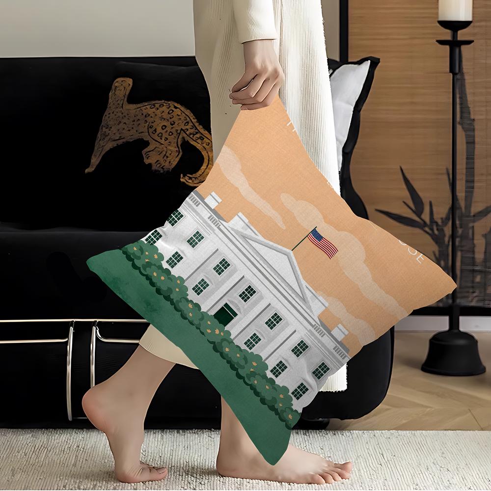 Ретро Городское Здание Америка Белый Дом Декоративный Эстетика Комнаты Чехол Домашний Декор Спальня Диван-Кровать Диван Подушка Чехол 45x45