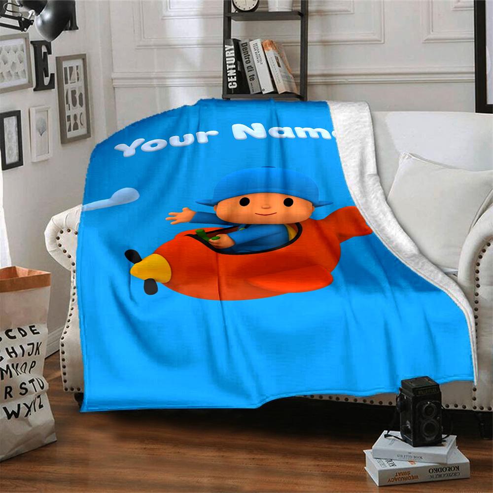 Pocoyo Customize Text Blanket Lightweight Customizable Blanket Soft Warm Cozy Suitable for Bed Office Chair Bedding Living Room All-Season Use