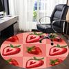 1PC Strawberry Heart Pattern Office Round Area Rug, Mat Suitable For Office, Under Office Chairs Bedroom Living Room Home Decor, Room Deco