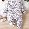 Infant Baby Fish & Net All-over Print Romper Casual Long Sleeve Jumpsuit