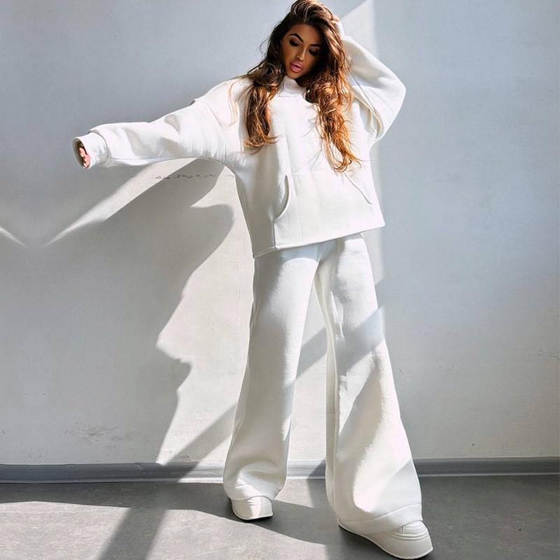 Womens Casual Hooded Long Sleeve Loose Sweatshirt Elastic Waist Pants Set Comfortable Streetwear Outfit