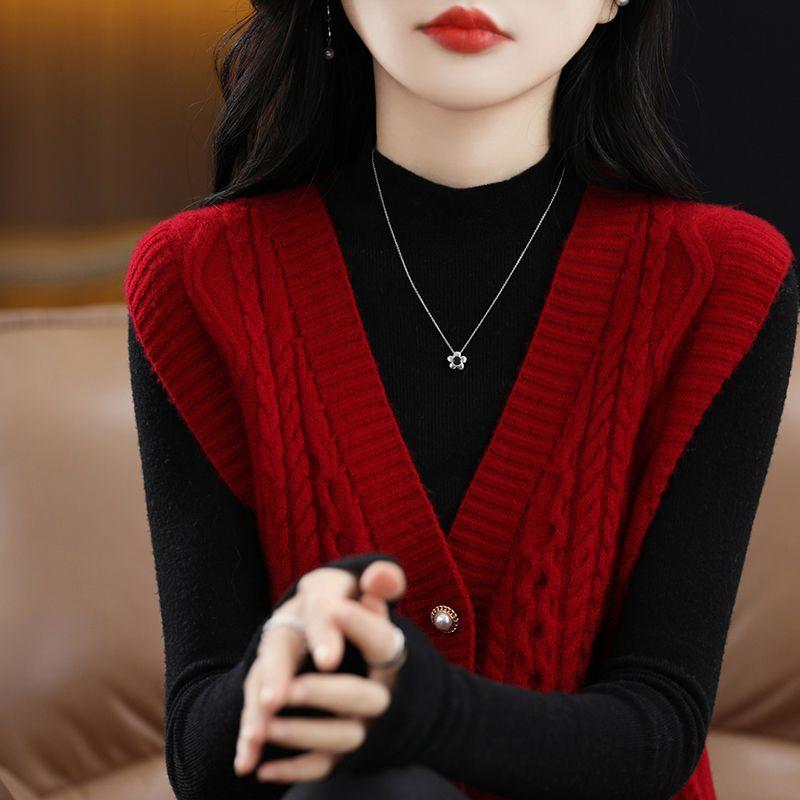 Женский трикотажный жилет без рукавов с V-образным вырезом - Легкий свитер из смеси полиэстера и спандекса для весны/лета/осени, повседневный пуловер