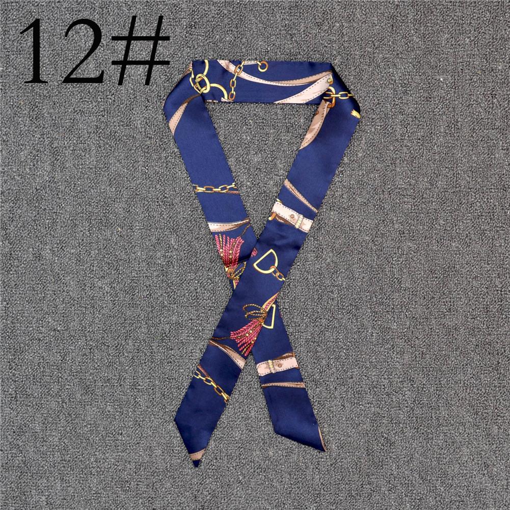 Fashion Color Printing Long Silk Scarf Women Ribbon Neckerchief Print 4cm Thin Narrow Scarves Bag Hair Band Ribbon Headscarve