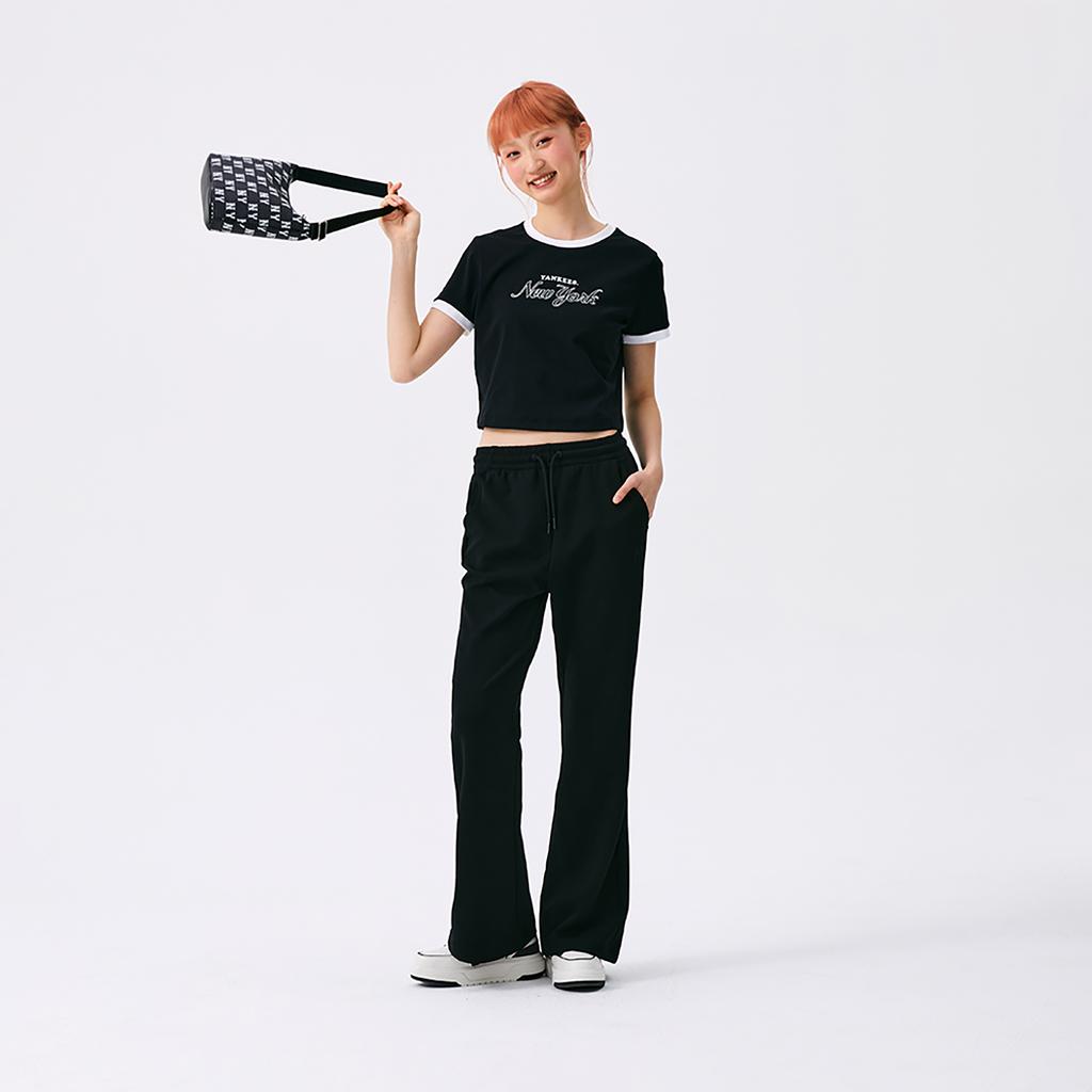 New MLB Preppy Style Collection New York Yankees SS25 T Shirt Women's Black 3FTSV0553-50BKS