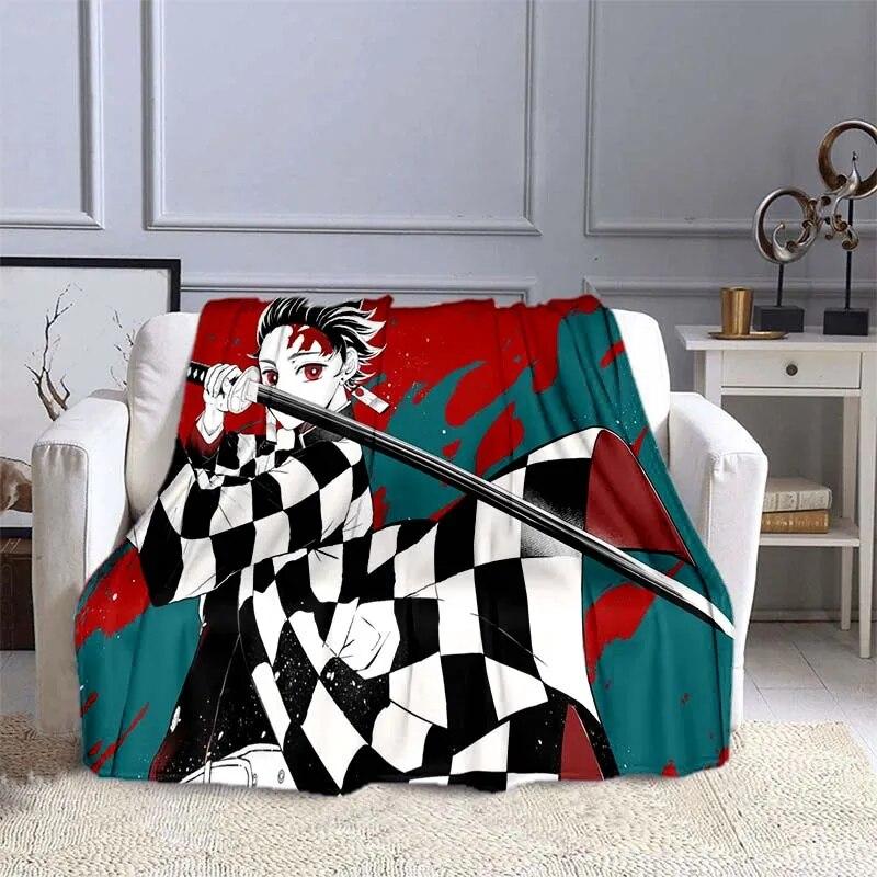 Одеяло с изображением убийцы демонов в стиле аниме, супер мягкое теплое одеяло, фланелевое одеяло, одеяло для пикника, одеяла для кроватей, одеяло для пикника