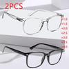 2PCS Blue Light Blocking Reading Glasses Anti-Fatigue Unisex Oversized Frames Spring Hinges for Comfortable Vision Protection