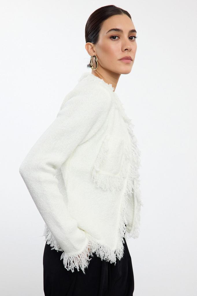 Women's Elegance Style Cardigan Blue Soft Textured Jacket Look Knitwear Cardigan