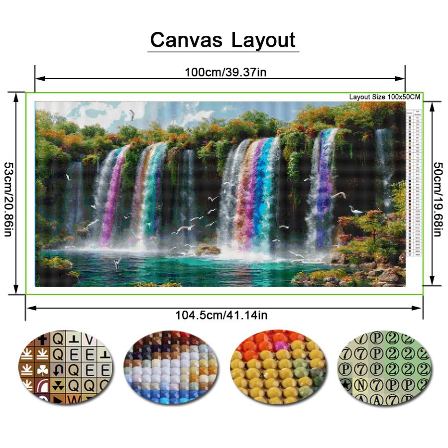 Diamond Mosaic Rainbow Waterfall Scenery Large Size Diy Diamond Painting Full Drill Landscape Jewelry Cross Stitch Picture Wall Decor