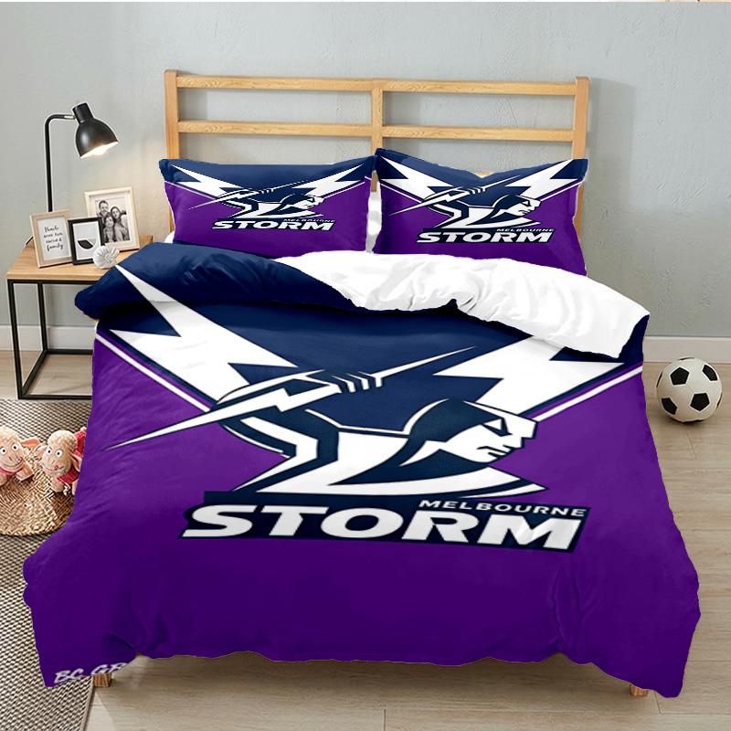 Melbourne Storm Team 3PCS Bedding set,Ideal for 1pc Duvet Cover And 2pcs Pillowcases Perfect for Fan gift,Ideal for Bedroom, Dormitory