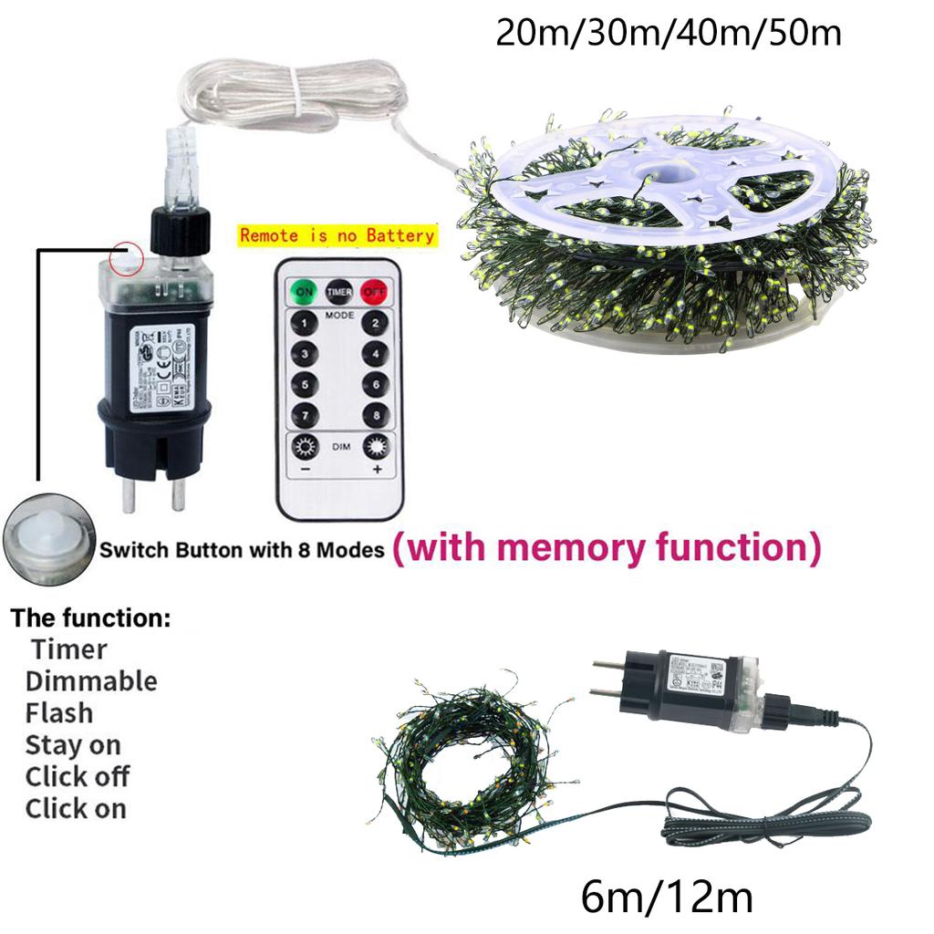 10м-75м Светодиодная гирлянда-фейерверк, Рождественские гирлянды, Гирлянда для сада, вечеринки, свадьбы, украшения рождественской елки, лампа