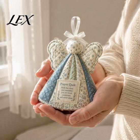 Quilted Angel Decoration Prayer Quilt Ornament, Filled Love Faith Christmas Decoration, Tranquil Blessing Wall Art Handmade Keepsake for Xmas