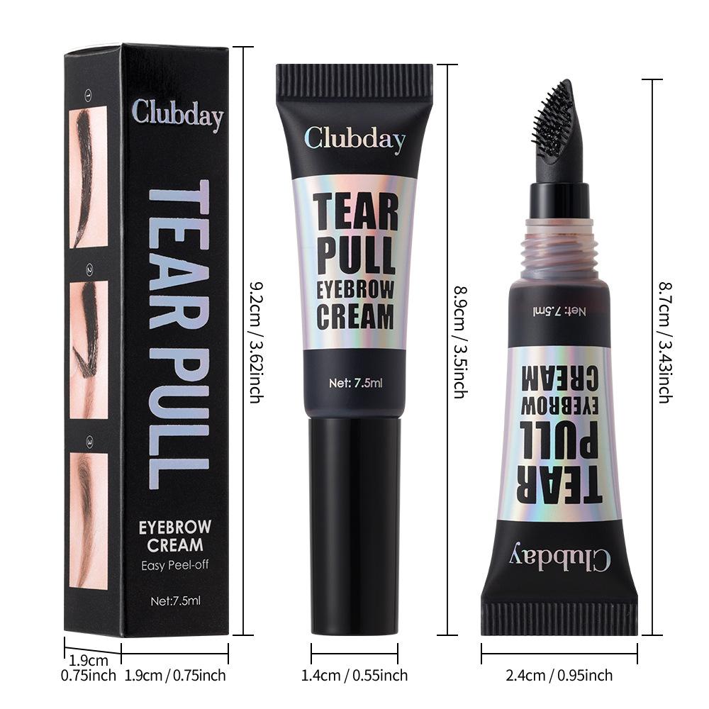 Clubday 4pcs Tear Pull Eyebrow Cream Set Long-Lasting Waterproof Smudge-Proof Peel-Off Tint Gel Natural Easy Coloring Liquid Eyebrow Enhancer Makeup