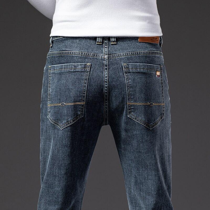 Mens Jeans Business Regular Straight Full Lenght Jean Casual Denim Trousers Elasticity Stretch Fabric Pant LY802