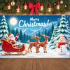 Баннер "Снежная сцена" Красный олень Баннер "Зимняя сказка" Рождественский баннер Сани Санты для внутренней декорации Зимнее мероприятие Семья