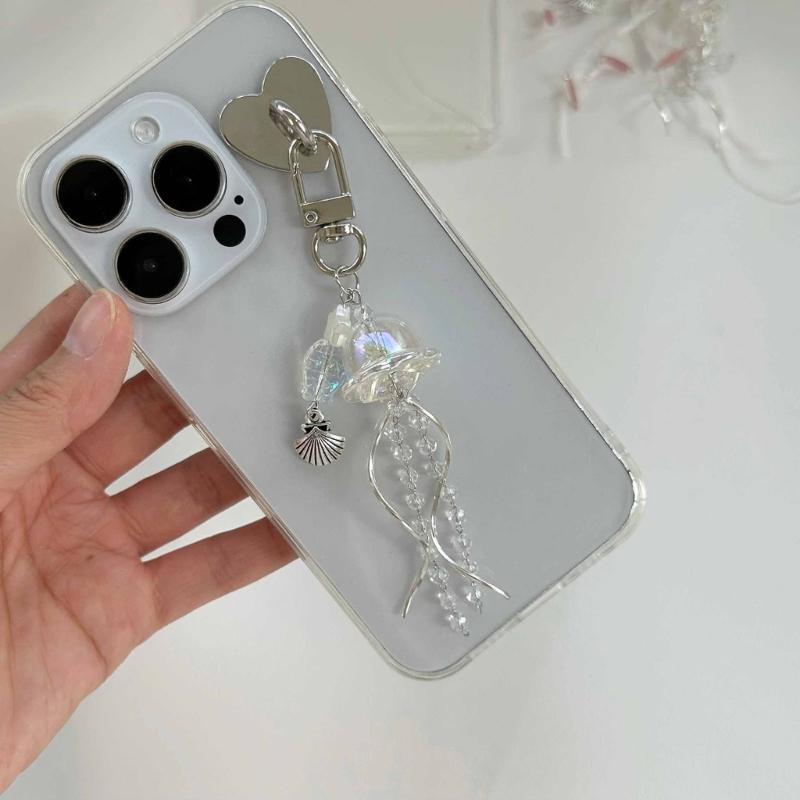 Уникальный подвеска для телефона в виде медузы, подвесная веревка, морская тема, кулон со звездой, ремешок-цепочка для телефона, аксессуар-брелок ручной работы из бисера