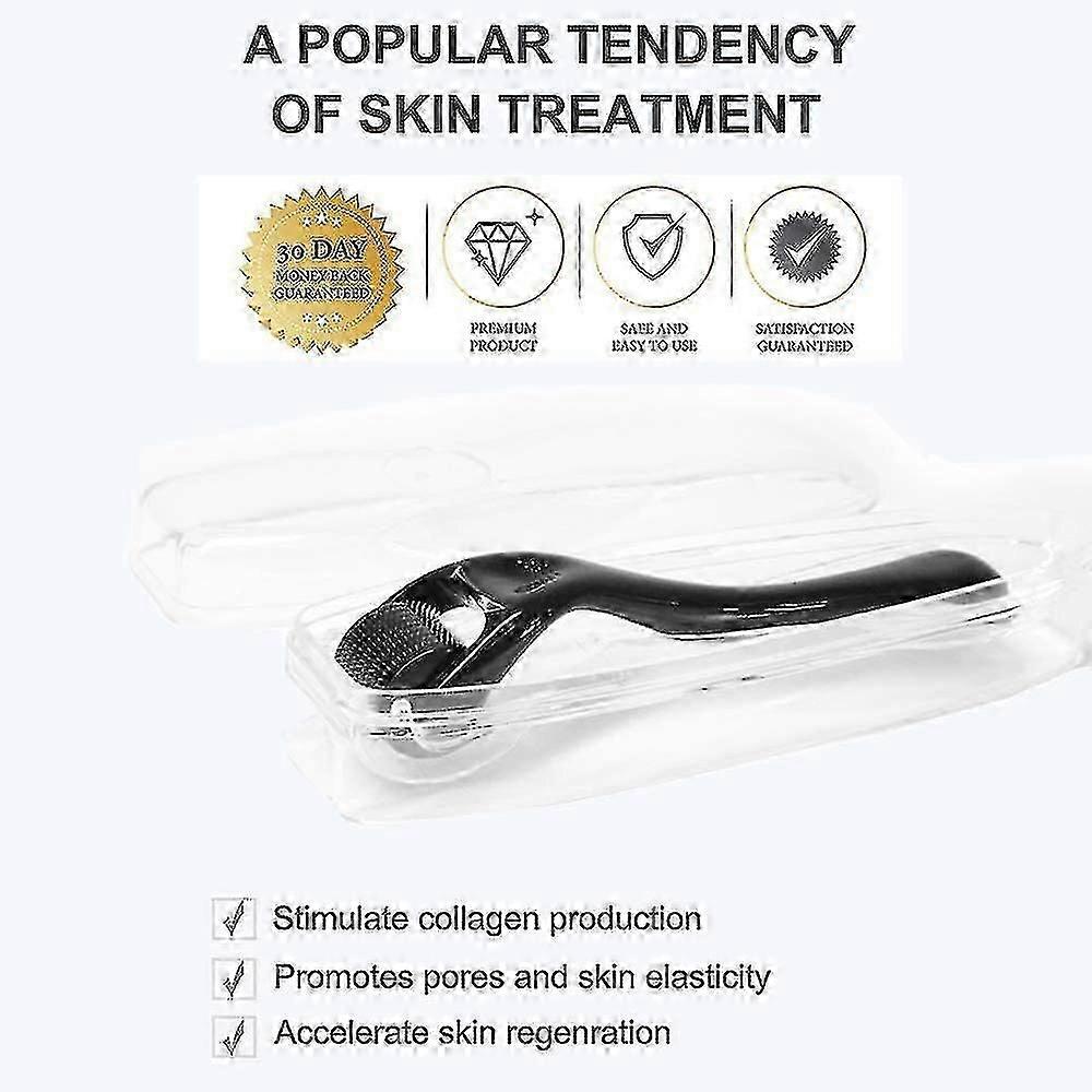 Derma Roller 0.75mm, 540 Titanium Microneedle Roller For Face Facial Wrinkles Hair Loss Stretch Marks Hair less