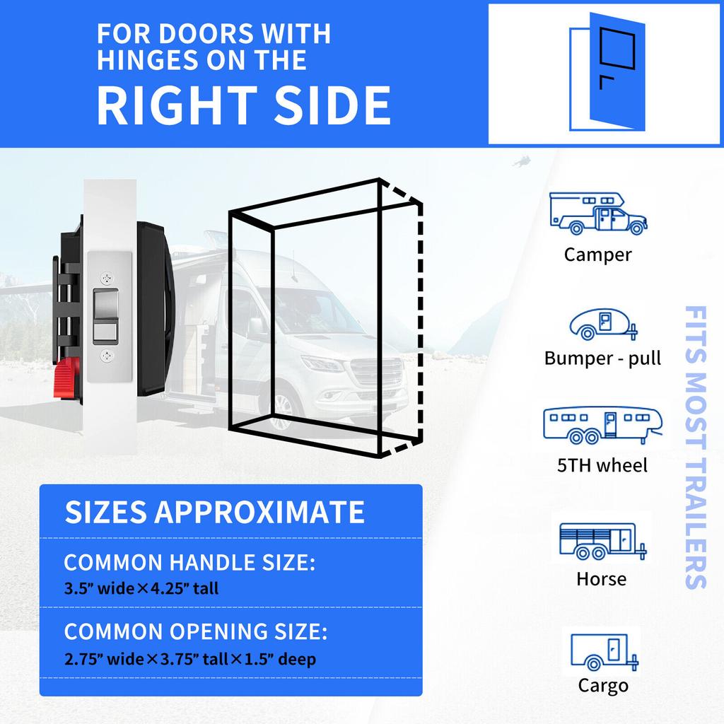 Trailer RV Keyless Entry Door Lock Latch Hatch Caravan-Motor Home Car Drawer Handle With Deadbolt Integrated Keypad Fob
