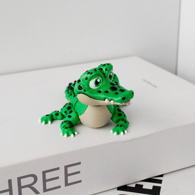 Реалистичная маленькая статуэтка-игрушка крокодила 3D-печать Игрушка Суставы Подвижный Крокодил Зоопарк Маленькое Животное Настольный Декор Детский Забавный Подарок