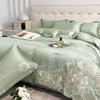 Комплект постельного белья из ледяного шелка, четырехпредметный, вышивка, приятный к коже, дышащий, удобный, простыня, пододеяльник, наволочка