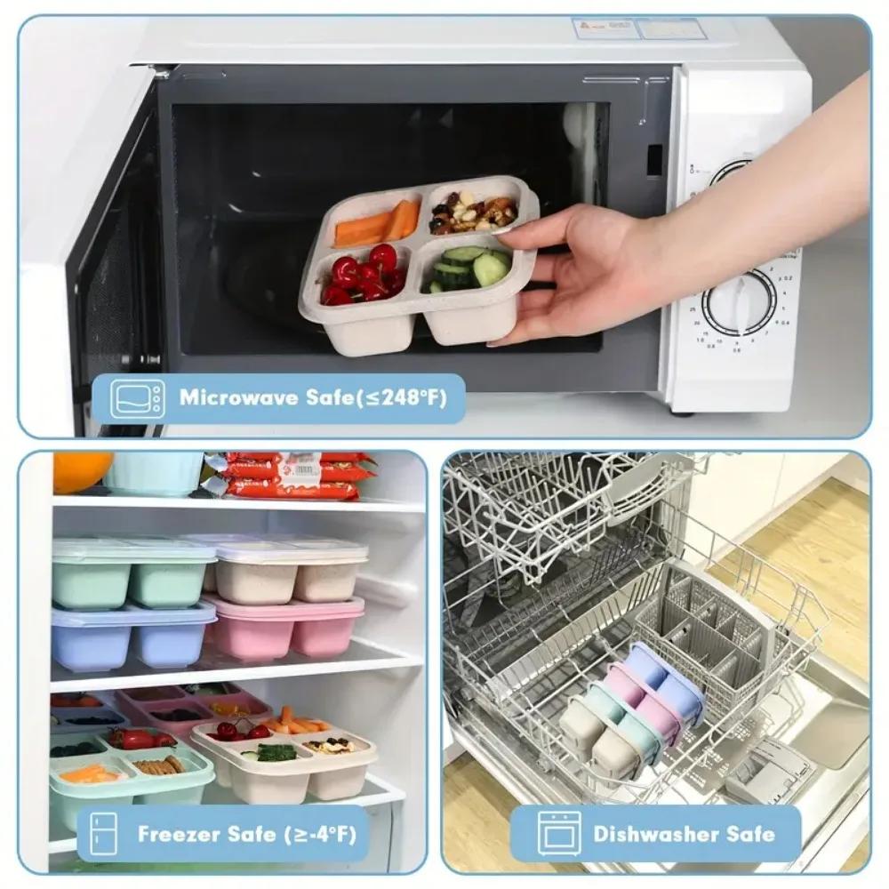 4 сетчатых контейнера для закусок, многоразовые контейнеры для приготовления еды, портативные контейнеры для обеда для детей и взрослых, домашние бутылки для хранения закусок, кухонный инструмент