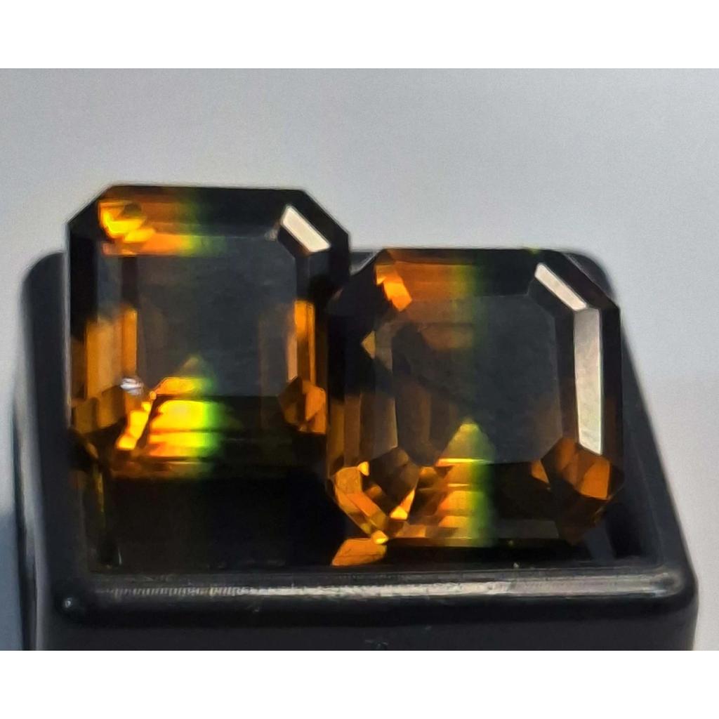 Natural Bi-Color Ametrine Asscher Cut 23-25 Ct Pair Beautiful Loose Gemstone