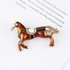 1Pc Cloth Decoration Exquisite Vintage Gift Horse Brooch Vintage Diamond Inlaid Zinc Alloy