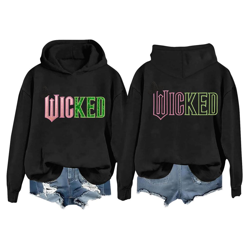 Женская модная повседневная кофта с длинными рукавами и принтом ведьмы с капюшоном