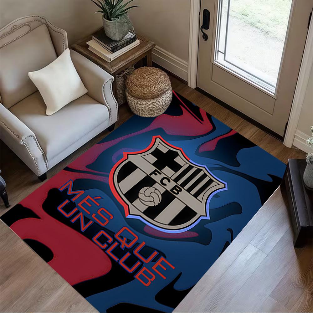 Fcb Crest Emblem Carpet Design for Dining Room Living Rooms Playrooms Bedrooms Anti-slip Rug Office home decor Gift for Festivals
