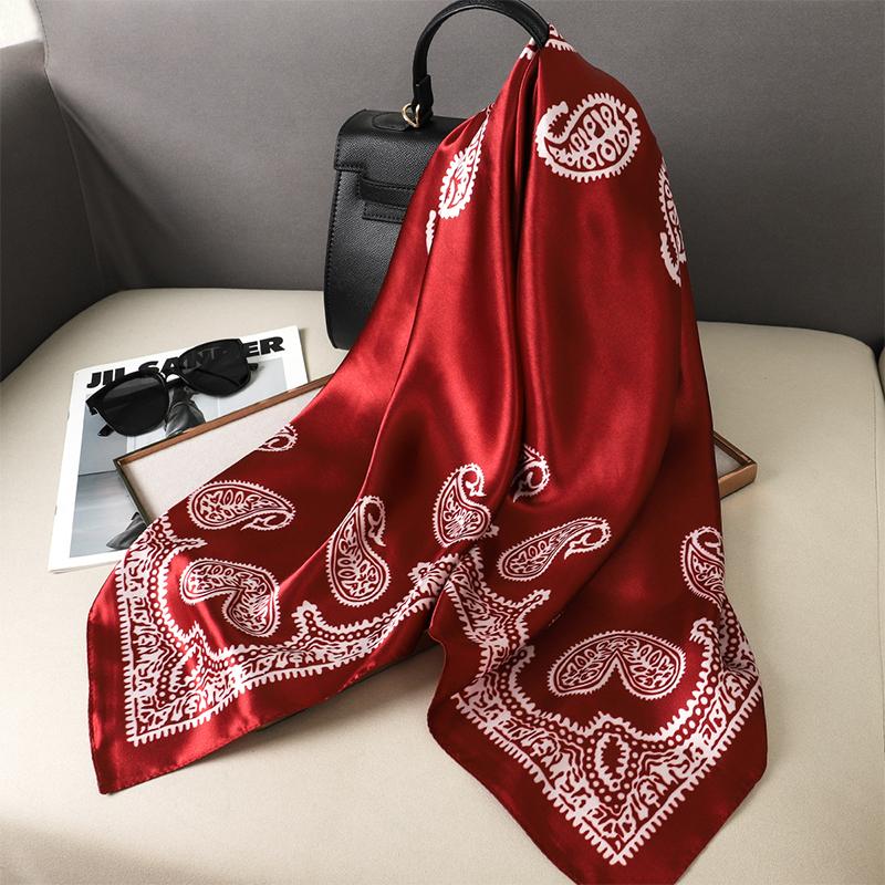 90x90cm Square Scarf for Women Head Shawls and Wraps Luxury Print Neck Scarves Hijab Bandana