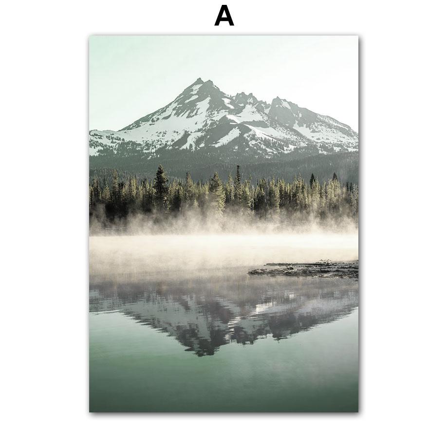 Лето зеленое озеро, лес, холм, цветок, абстрактные постеры на скандинавскую тему и принты, настенная живопись на холсте, Декор, фотографии для гостиной