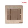 Gold Wall Switch 1/2/3/4 Gang 1Way Button Wall Light Switch On / Off Push Button
