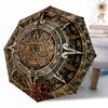 Диск Ацтекского календаря Автоматический уличный зонт Компактный 8-реберный Легкий Прочный Зонт для повседневного ношения Уличный аксессуар Стильный подарок для женщин