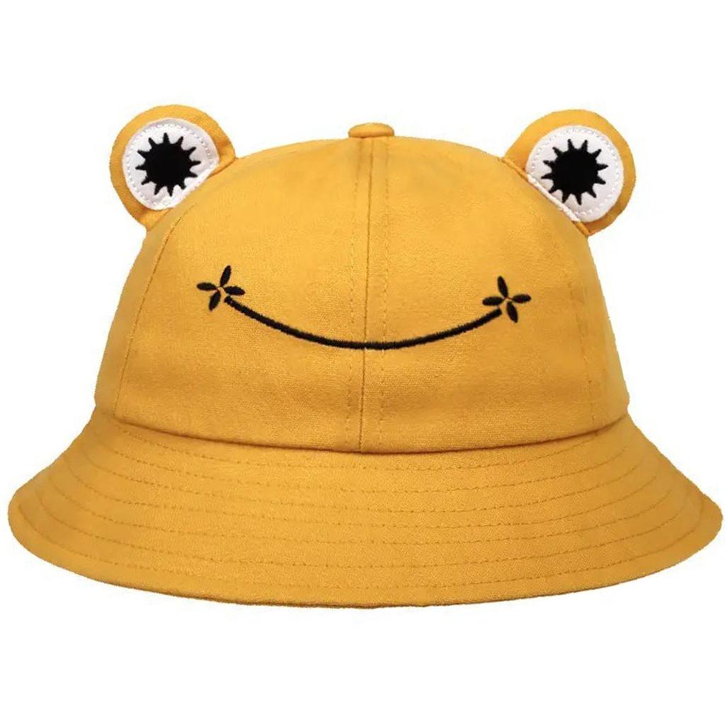 Cute Cartoon Frog Sun Hat For Men And Women Adjustable Fisherman Hat Portable Folding Outdoor Sun Protect Wide-brimmed Hat