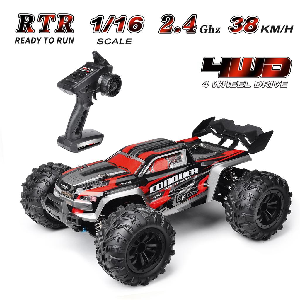 Внедорожный грузовик, радиоуправляемая машина, высокая скорость, 38 км/ч, 1/16, 2,4 ГГц, гоночный автомобиль, 4WD, RTR, игрушка для детей, мальчиков, 2 аккумулятора