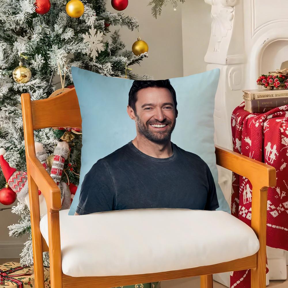 HHugh Jackman Actor Pillow Case Silky Short Plush With Invisible Zipper Dustproof Sofa Cushion Cover For Home Decor