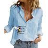 Женская мода с длинным рукавом из хлопка и льна, летняя и осенняя свободная рубашка с принтом, женские повседневные блузки на пуговицах