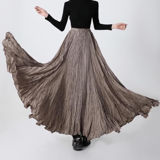 Women Maxi Skirt Elastic High Waist Super Large Pendulum Design Long Skirt Pleated Dance Skirt Party Wear
