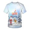Рождественская футболка с круглым вырезом и мультяшным принтом, повседневные женские и мужские футболки с короткими рукавами