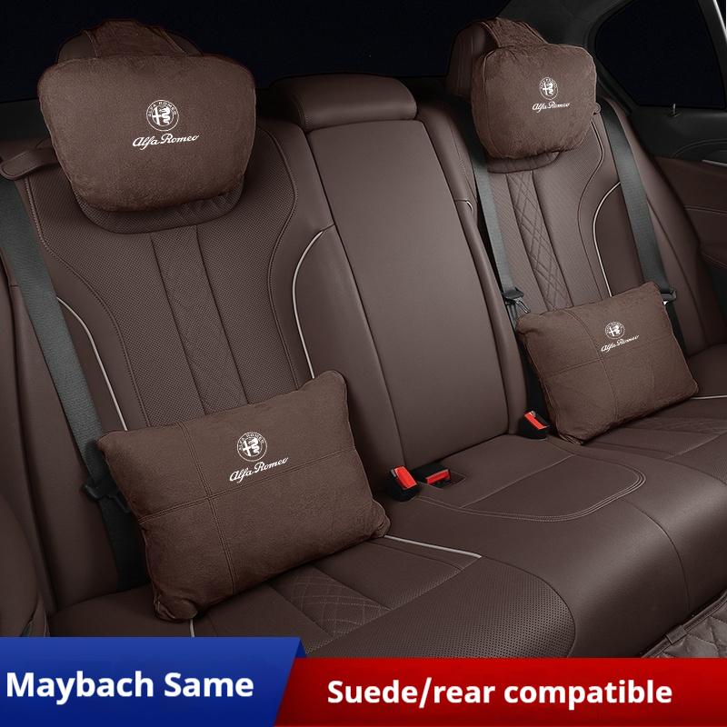 Car Suede Headrest Neck Support Alfa Romeo Giulia Tonale Stelvio Giulietta Mito Milano 147 156 159 166 Seat Waist Cushion Pillow