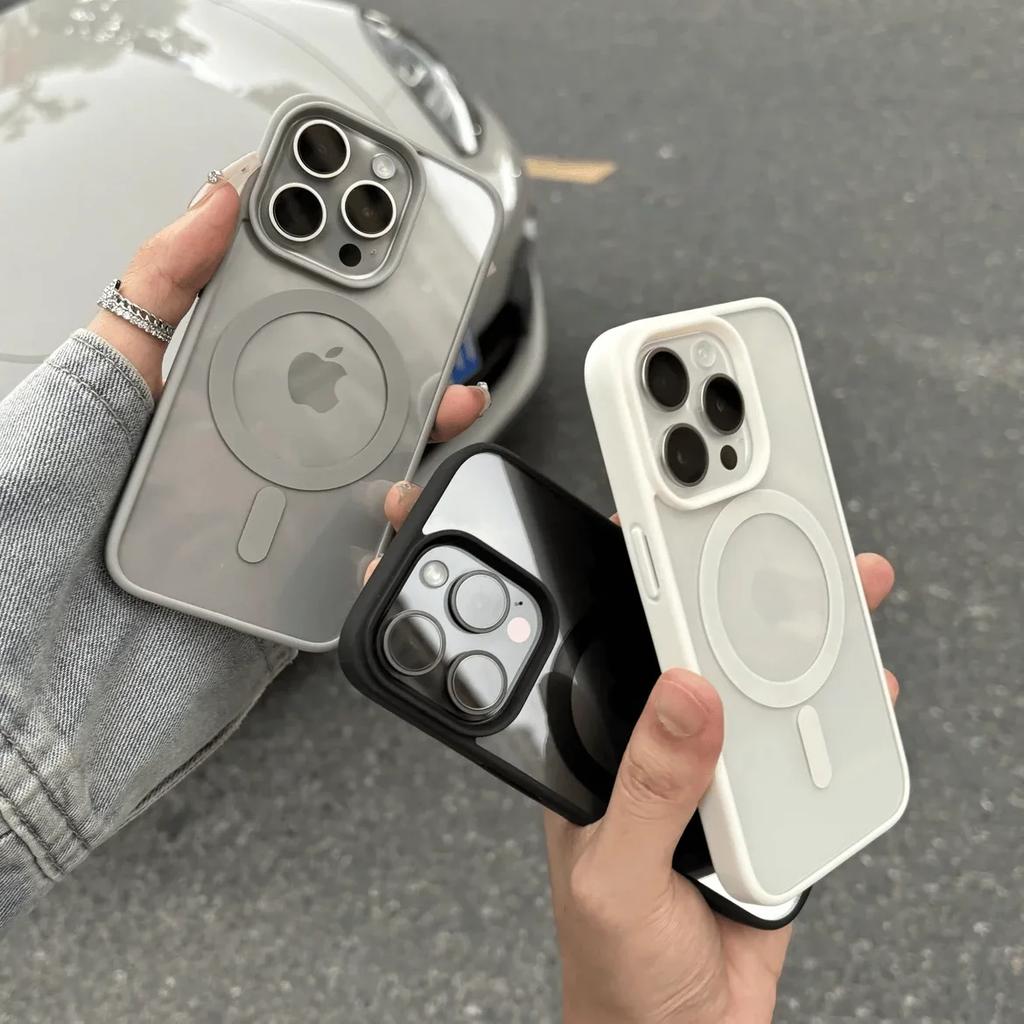 Роскошный Прозрачный Чехол с Беспроводной Зарядкой Magsafe Для iPhone 17 16 15 14 13 12 11 Pro Max Plus Магнитный Бампер Чехлы Обложка