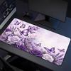 Purple Butterflies Flowers Xl Gaming Mouse Pad Nonslip Rubber Base Stitched Edge Waterproof Desk Mat For Pc Laptop Gamer Office Computer Accessories C