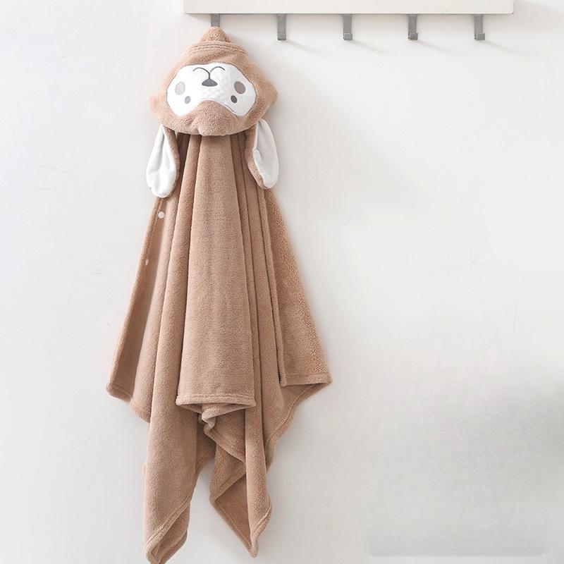 Халат с капюшоном из кораллового флиса с мультяшным рисунком, мягкий, впитывающий, для младенцев и детей