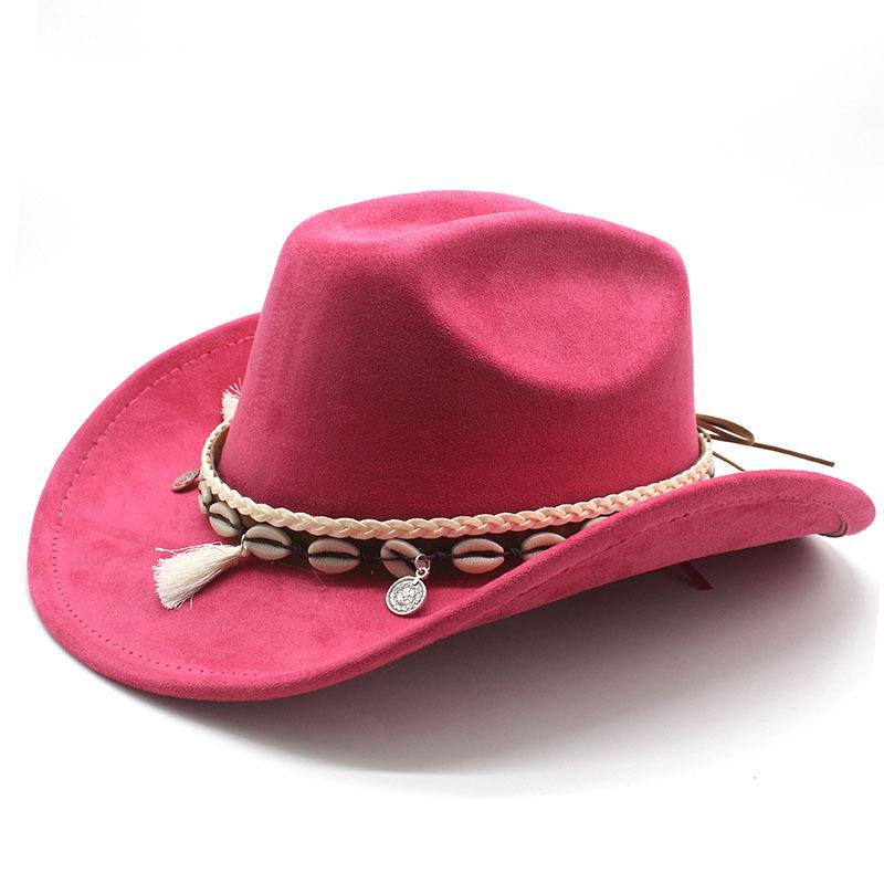 White Fringed Decorative Suede Fleece Warped Edge Western Cowboy Hat Men And Women Outdoor Curled Brim Ethnic Style Top Hat Felt Hat