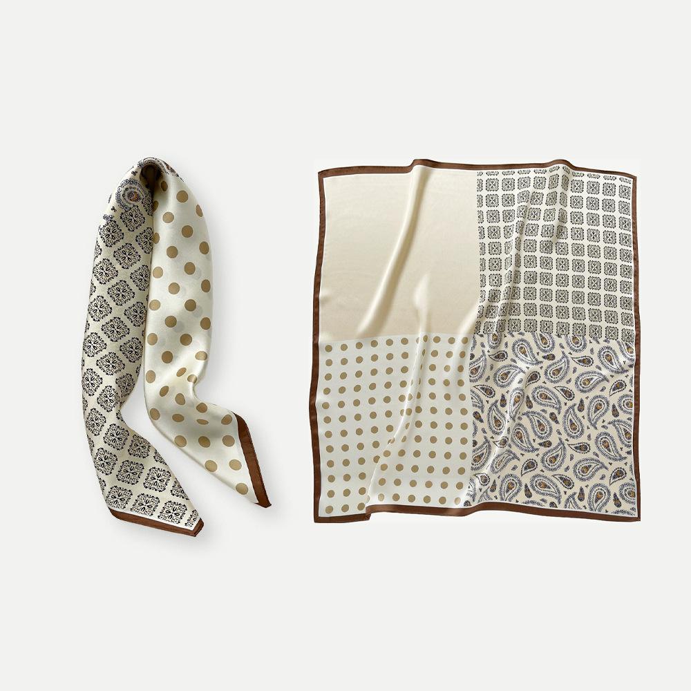 May Kaji American retro headband square scarf neck shirt with cashew flower paisley silk scarf suit accessories