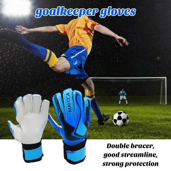 1 пара вратарских перчаток Утолщенные износостойкие противоскользящие прочные захваты на ладонях Пять пальцев Цветовое соответствие Двойные слои Защита запястий Футбол