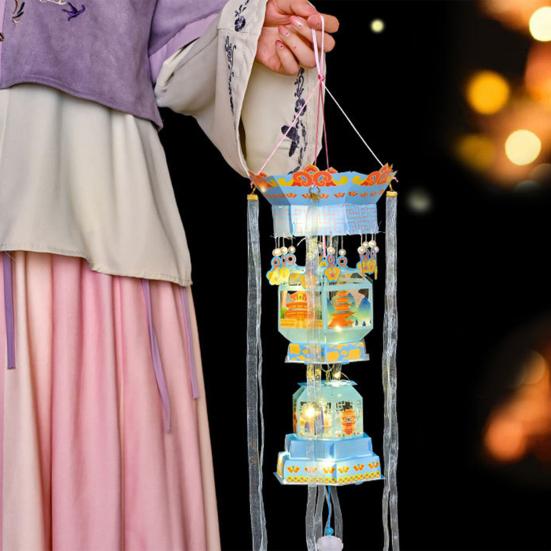 Spring Festival DIY Lantern Kit Chinese Traditional Handheld Lucky Lantern with Tassel And Ribbon Decor for Lunar New Year Wedding Birthday Decoration