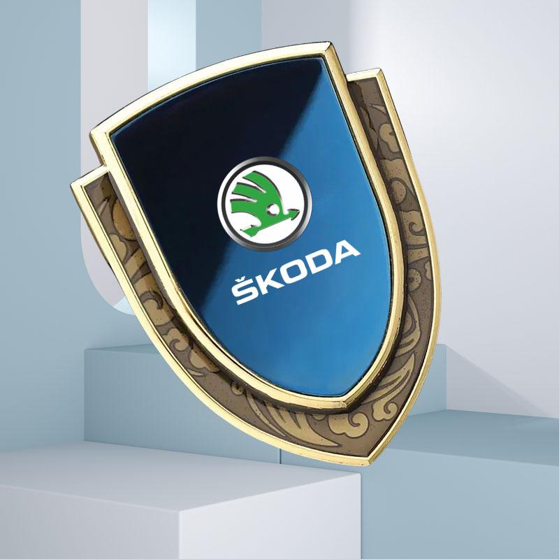 ERQY8 Car Stickers 3D Metal Accsesories for Skoda VRS Octavia 1 2 3 Rapid Kodiaq Karoq Fabia Kamiq Auto Accessory