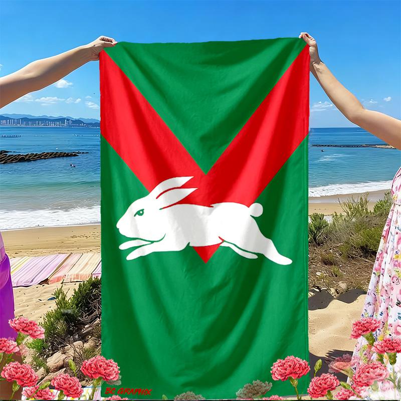 South Sydney Rabbitohs Print Beach Towel, Versatile Lightweight Absorbent Beach Towel for Pool Surf Yoga Bathroom, Perfect Birthday Holiday Gift